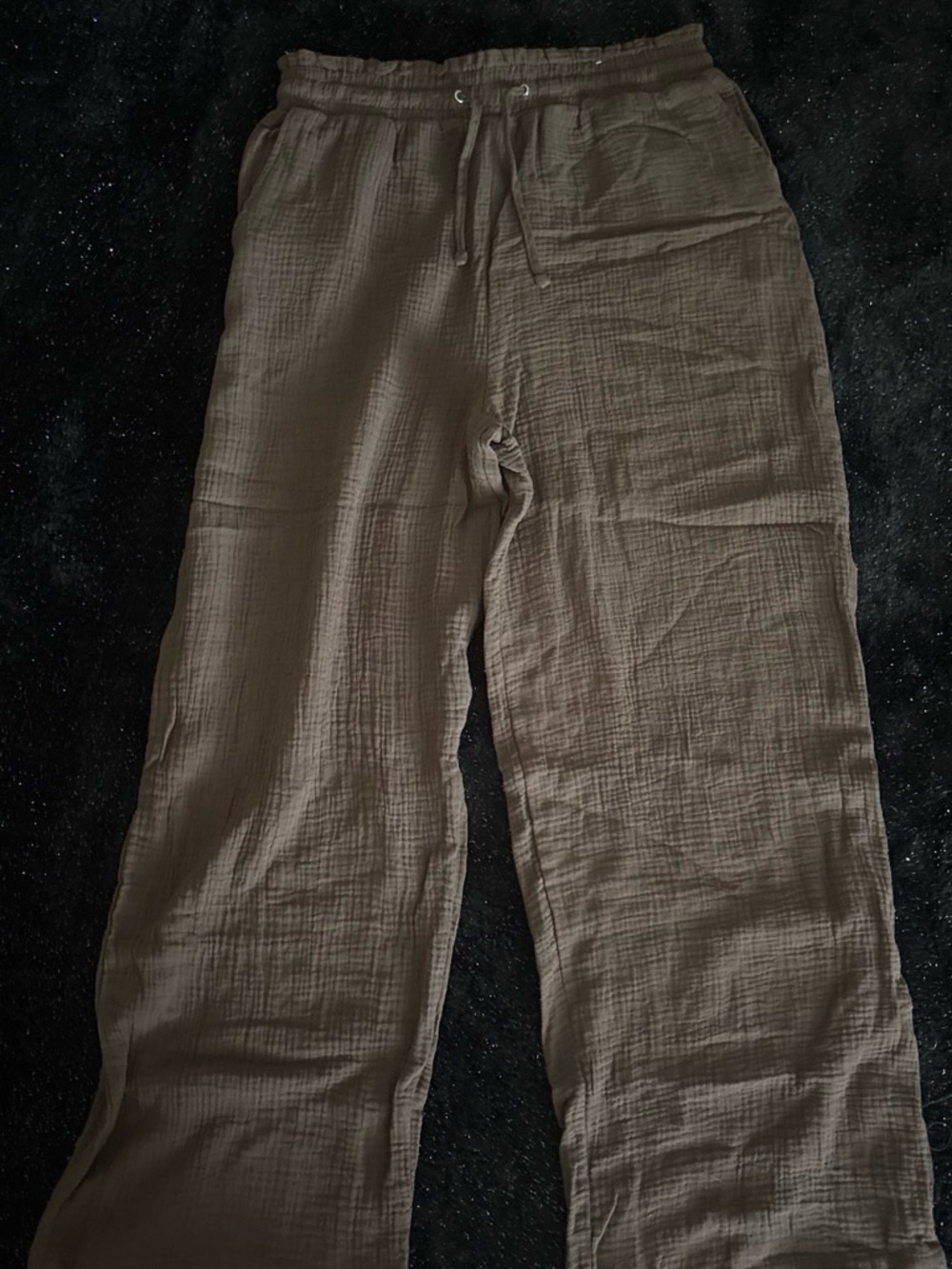 Wide-Leg Drawstring Pants in Brown - Women's Casual